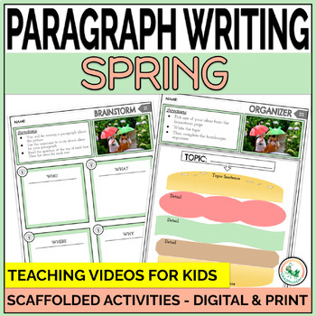 Preview of Spring Paragraph Writing Worksheet Practice Hamburger Paragraph Writing Template
