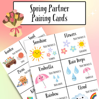 Preview of Spring Partner Pairing Cards, Group Matching, Partner Pairing, Group Work
