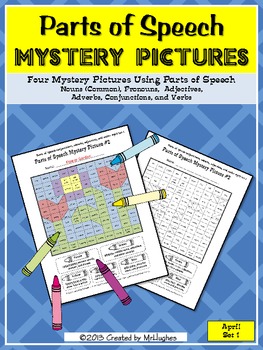 Preview of Spring Parts of Speech Mystery Pictures | Grammar Mystery Pictures | April