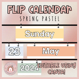 Spring PastelThemed Editable Flip Calendar | Classroom Org