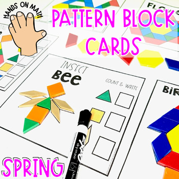 Preview of Spring Pattern Block Cards Geometry Activities Kindergarten and Preschool