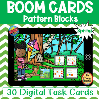 Preview of Spring Pattern Blocks BOOM Cards - Digital Task Cards