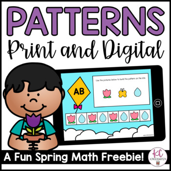 Preview of Spring Patterns Digital and Printable Math Center Freebie
