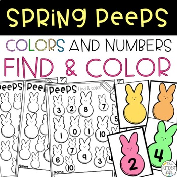 Preview of Spring Peeps Colors Numbers Easter | Kindergarten Pre-K Easter Task Cards