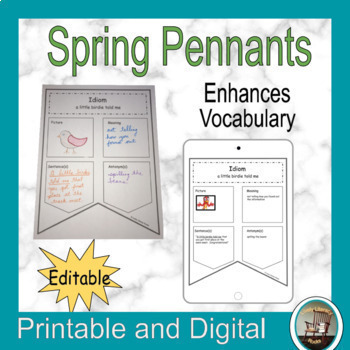 Preview of Spring Pennants, Idiom for the Day, Idiom Pennants, Center