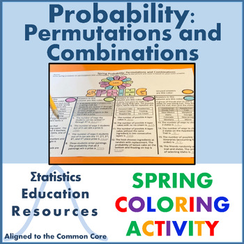 Preview of Spring Permutations and Combinations Coloring Activity  (Common Core Aligned)