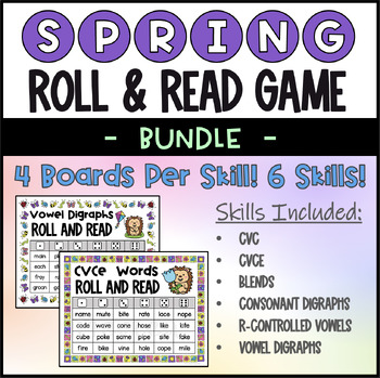 Preview of Spring Phonics Roll and Read Game BUNDLE