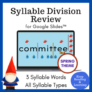 Preview of Spring Phonics Syllable Division Multisyllabic Words Review for Google Slides™