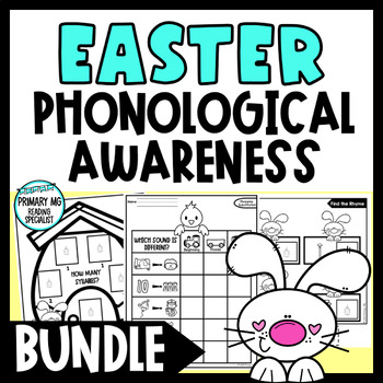 Preview of Spring Phonological Awareness BUNDLE | NO PREP Easter Worksheets
