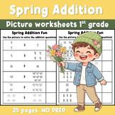 Spring Picture Addition Worksheets | Counting Addition Math Activity