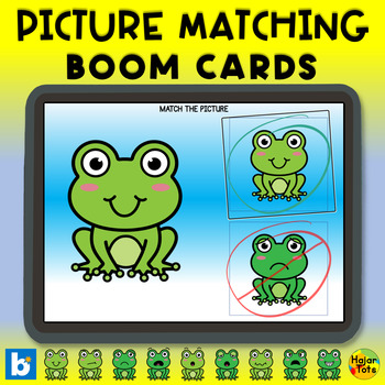 Preview of Spring Picture Matching Boom Cards - Frog Faces