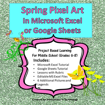 Preview of Spring Pixel Art in Microsoft Excel or Google Sheets | Distance Learning