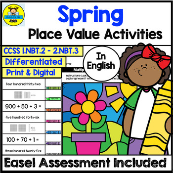 Preview of Spring Place Value Math Activities and Digital Assessment