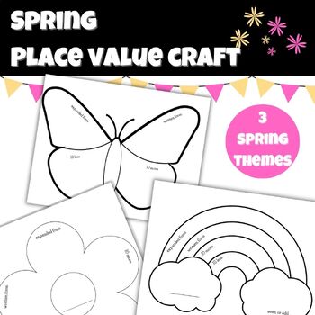 Preview of Spring Place Value Math Craft | 2 and 3 digit numbers | Low Prep