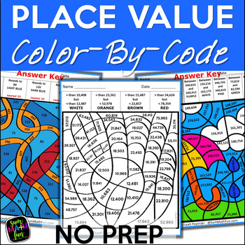 Preview of After State Testing Activities Place Value Color by Code 4th Grade End of Year