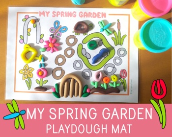 Preview of Spring Playdough Mat, My Spring Garden, Fine Motor Skills, Spring Party Favor