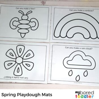 Spring Playdough Mats x 7 in Color and Black and White - Great for Toddlers