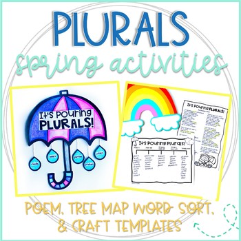 Preview of Spring Plurals Activities: Poem, Tree Map Word Sort, & Umbrella Craft