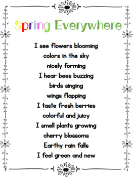Preview of Spring Poem for Kids - Ing Ending Poem - Senses Poem