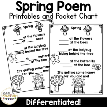 Spring Poem: Printables and Pocket Chart by Down in Kinderville | TPT