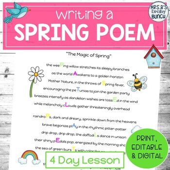 Distance Learning Spring Poem Writing | Editable and Digital | TpT