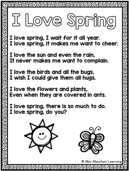 Spring Poems by Mini Mountain Learning | Teachers Pay Teachers