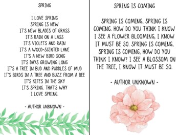 Spring Poems by Preschool Time | TPT