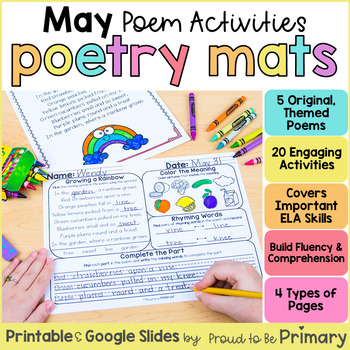 Preview of May Spring Mother's Day Poems of the Week & Poetry Comprehension Activities