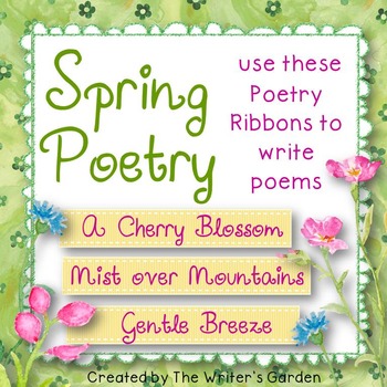 Spring Poetry: 36 Poetry Prompt Ribbons by The Writer's Garden | TPT