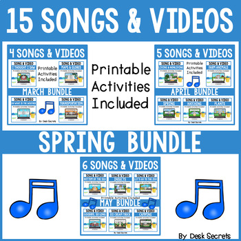 Preview of Spring Song / Poem & Video Bundle | Songs With Writing & Sequencing Activities