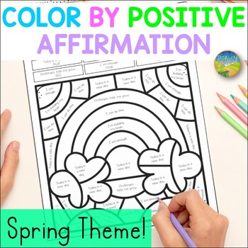 Preview of Spring Positive Self-Talk Coloring Pages - SEL Activities