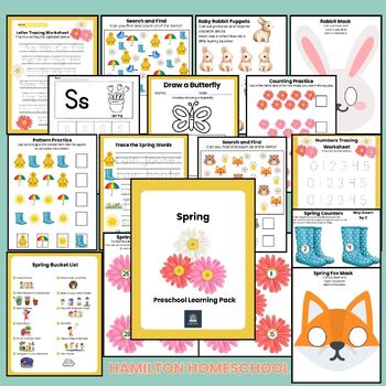 Preview of Spring Preschool Activity Sheets Bundle Pre K Kindergarten Spring Activities