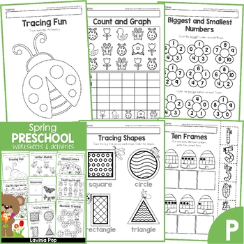 Spring Preschool No Prep Worksheets & Activities Distance Learning