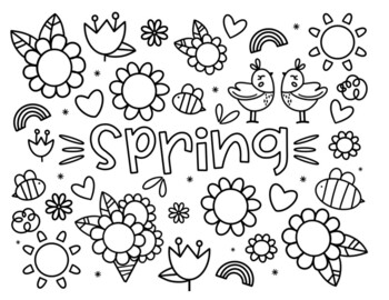 Preview of Spring / Primavera / Frühling COLOURING PAGE