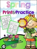 Spring Print & Practice (literacy & math printables for kinder)