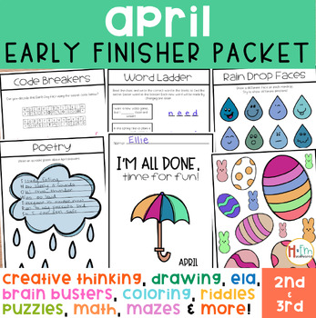 Preview of Spring Early Finisher Activity Packet │April Worksheets & Puzzles 2&3 │Challenge