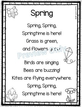 Spring - Printable Poem For Kids By Sarah Griffin 