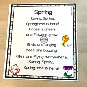 Spring - Printable Poem for Kids by Little Learning Corner | TpT