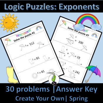 Preview of Spring Properties of Exponents | Logic Puzzles | Algebra 1