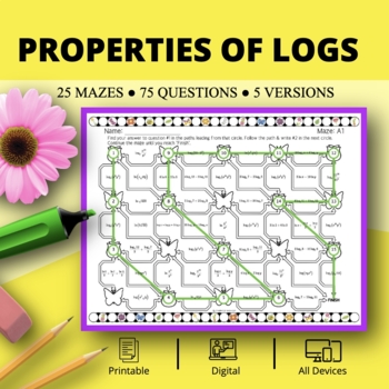 Preview of Spring: Properties of Logarithms Maze Activity
