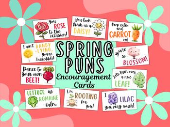 Preview of Spring Puns, Encouragement Cards for Students, Morale Booster, Compliment Cards