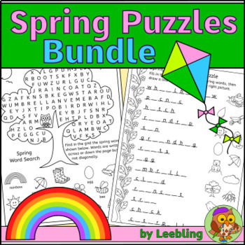 Preview of Spring Puzzle Activities Bundle - Crosswords, Word Searches and More