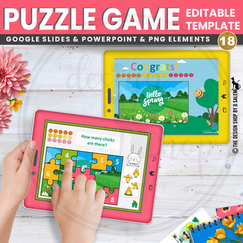 Preview of Digital Resources Google Slides Templates Puzzle Game Spring Theme | Set 18