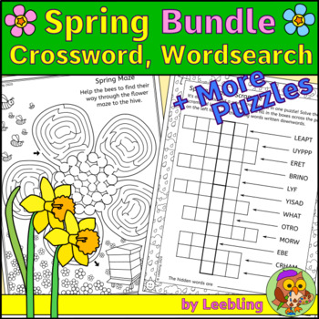 Preview of Spring Puzzles Bundle – Spring Crosswords, Spring Word Searches and More