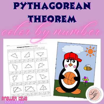 Preview of Spring Pythagorean Theorem Color By Number