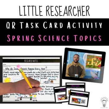 Preview of Spring QR Research Task Cards Activity for ELA & Science - Grade 1 , 2 and 3