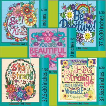 Preview of Spring Quotes Collaborative Coloring Posters | Springtime Bulletin Board Bundle