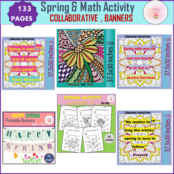 Preview of Spring : Quotes Zentangle Collaborative Posters & Find The Letter A-Z -Bundle