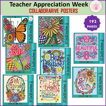 Preview of Spring Quotes Zentangle Collaborative Posters | Spring Bulletin Board Bundle
