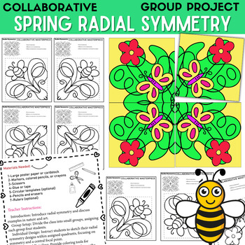 Preview of Spring Radial Symmetry Collaborative Art Project Mosaic - Spring Art Activity